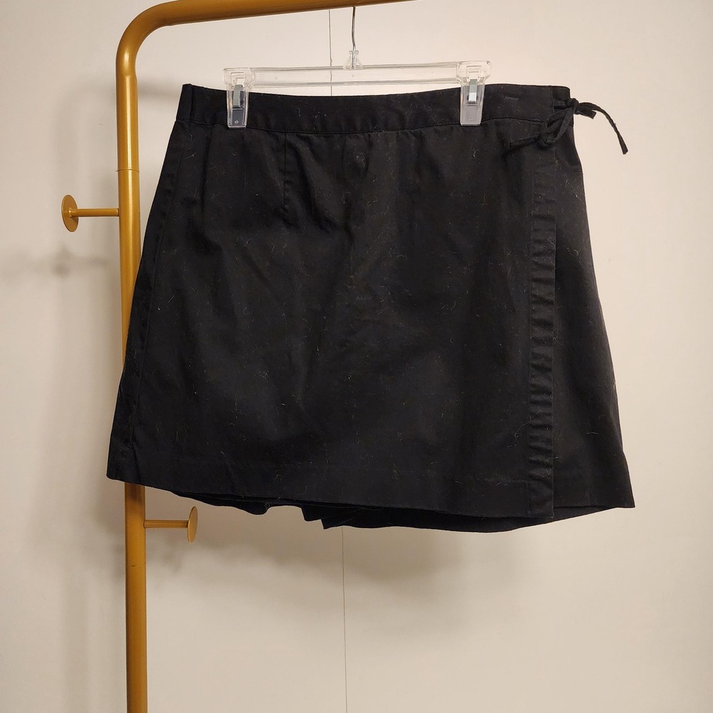 Talbots Black Classic Cotton Stretch Wrap Skort Shorts Skirt Womens Size 18